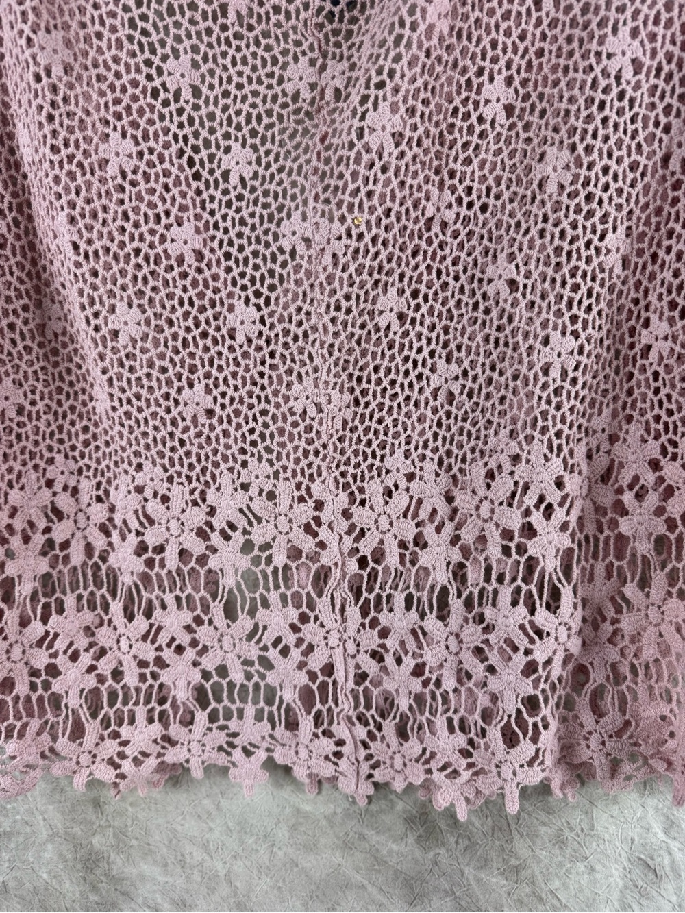 Rabbit Rabbit Rabbit Dusty Pink Crochet Open-Front Cardigan 1x - Picture 3 of 13